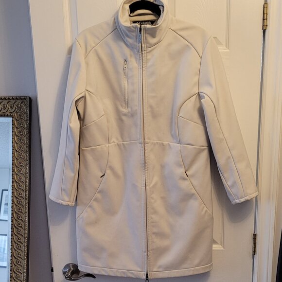 Columbia Waterproof Long Sportswear Jacket Light Grey EUC - Picture 1 of 9
